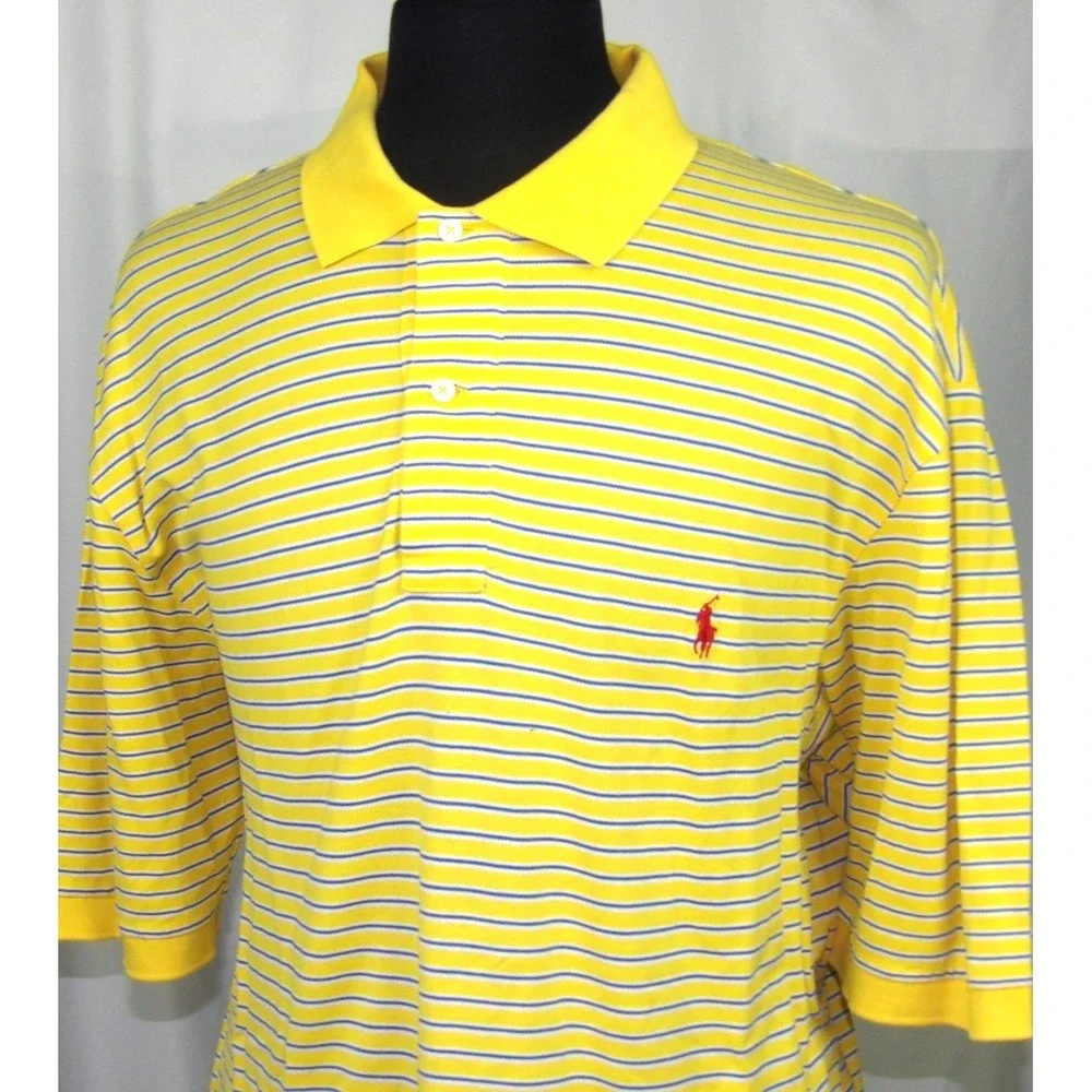 Polo Ralph Lauren 100% Pima Cotton Striped Knit Golf Shirt Men's XL Tall
